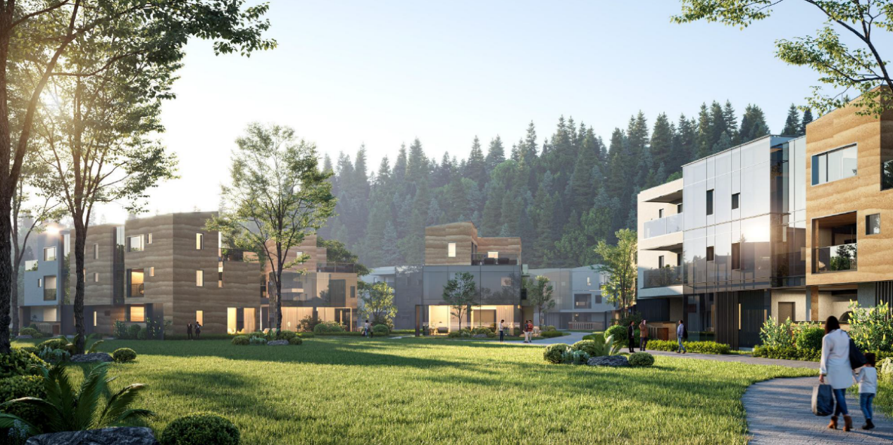 A group of buildings with trees in the background
AI-generated content may be incorrect.